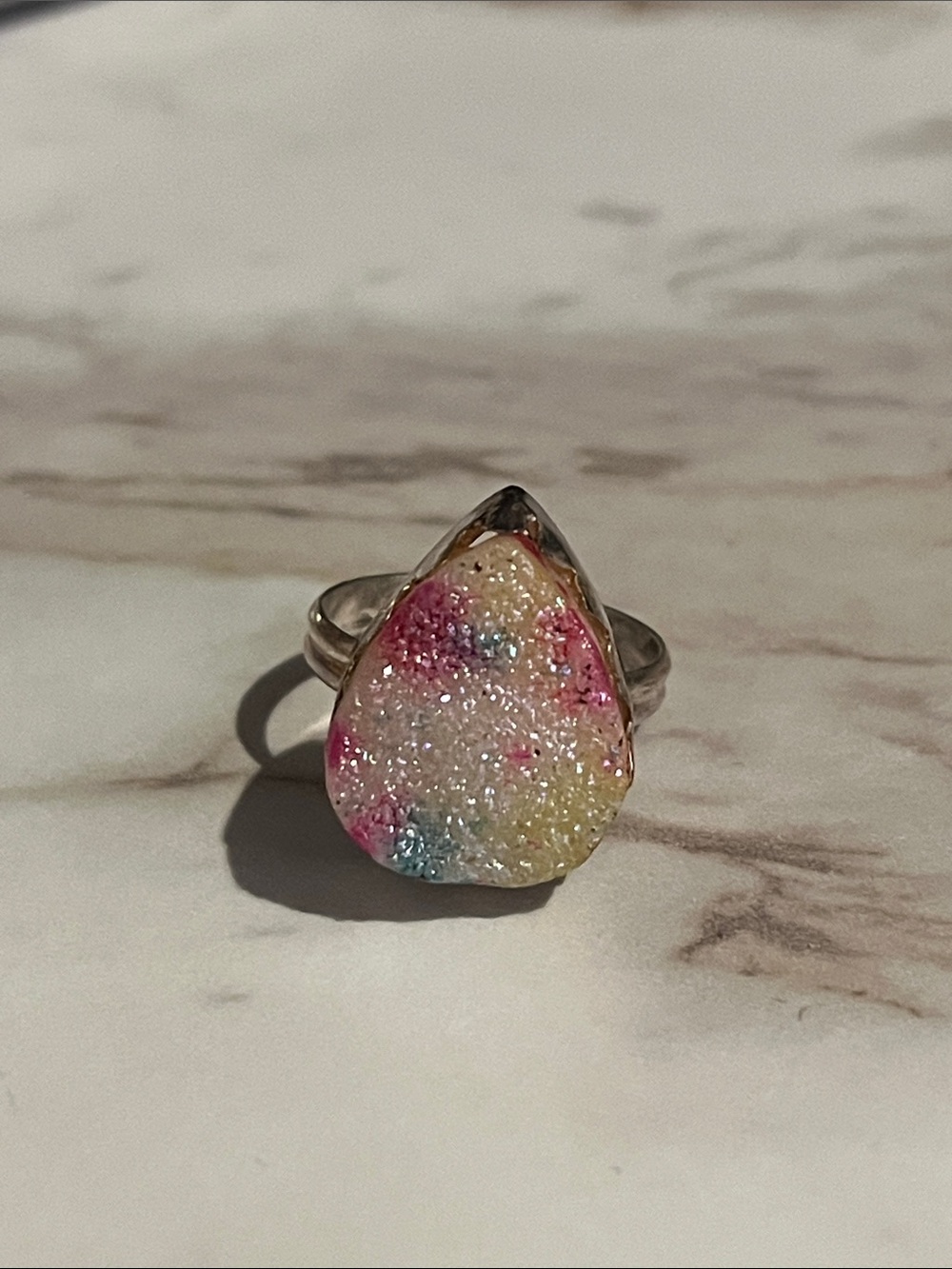 Cotton Candy Druzy Statement Ring